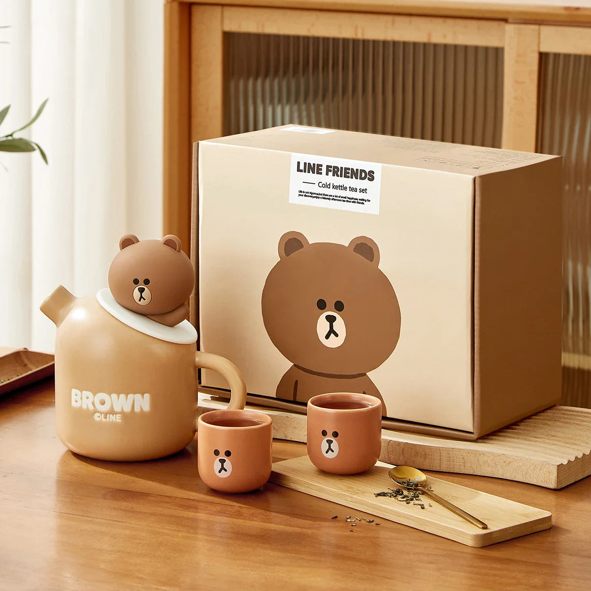 Keramische Teddybär-Teekanne & Tassen