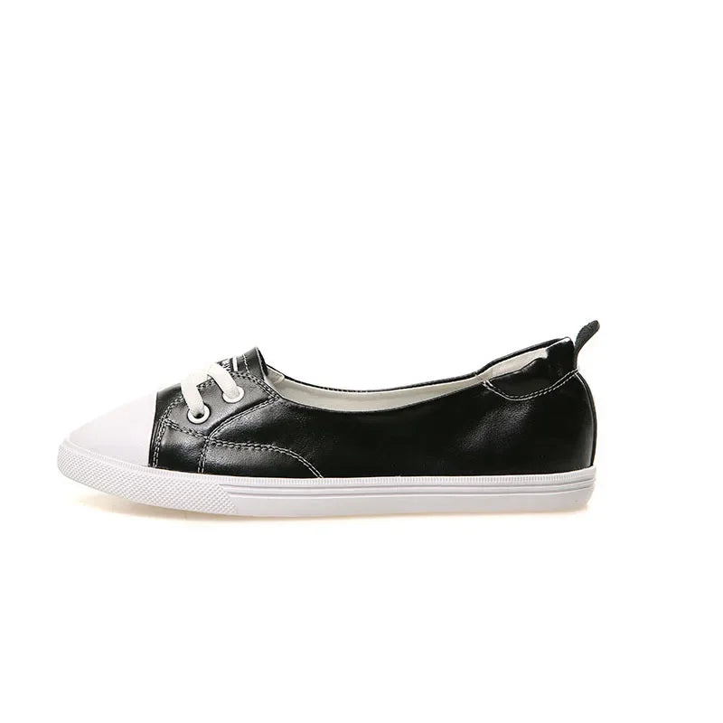 100% Echtes Leder Schuhe Frauen Flach Causal Schuhe Weiches Rindsleder Weiße Flats