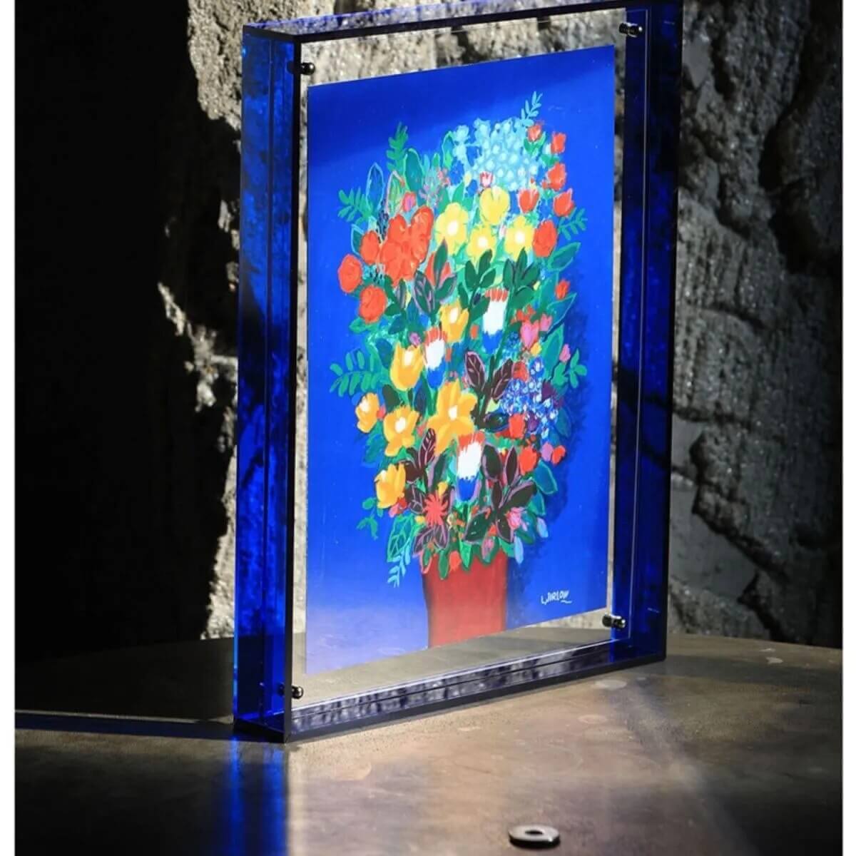 80er Jahre Fluoreszierender Acryl Schwimmender Bilderrahmen
