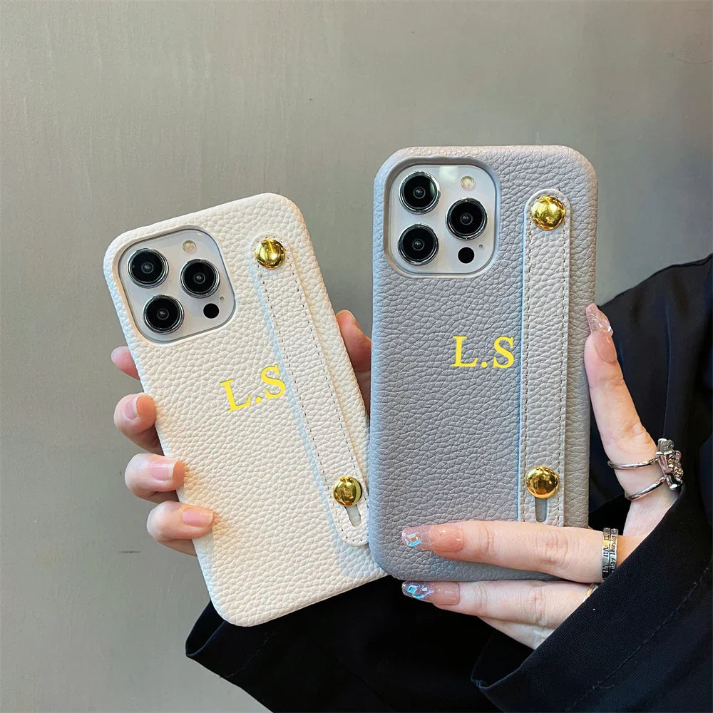 Personalisierte Namensarmband Leder Handyhülle für iPhone Cover