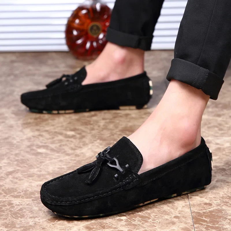 Quasten Loafer Herren Wildleder Luxus Schuhe Freizeit Slip-On Mokassin Fahren