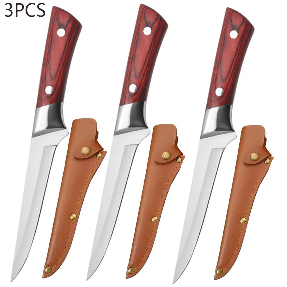 Edelstahl Ausbeinmesser – Küchen Obstpflücker, Fleisch, Schweinefleisch, Rindfleisch und Fischschneider mit Chefmesser und Abdeckung