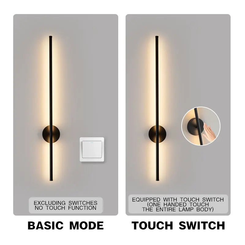 Schwarze dimmbare LED-Wandleuchte mit Touch-Schalter – 360° drehbare Wandleuchte für Schlafzimmer, Wohnzimmer und Innenräume