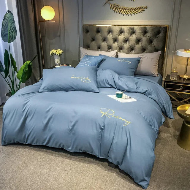 EmbroiLux Bettwäsche - Elegante Luxus Bettbezug mit Stickdesign