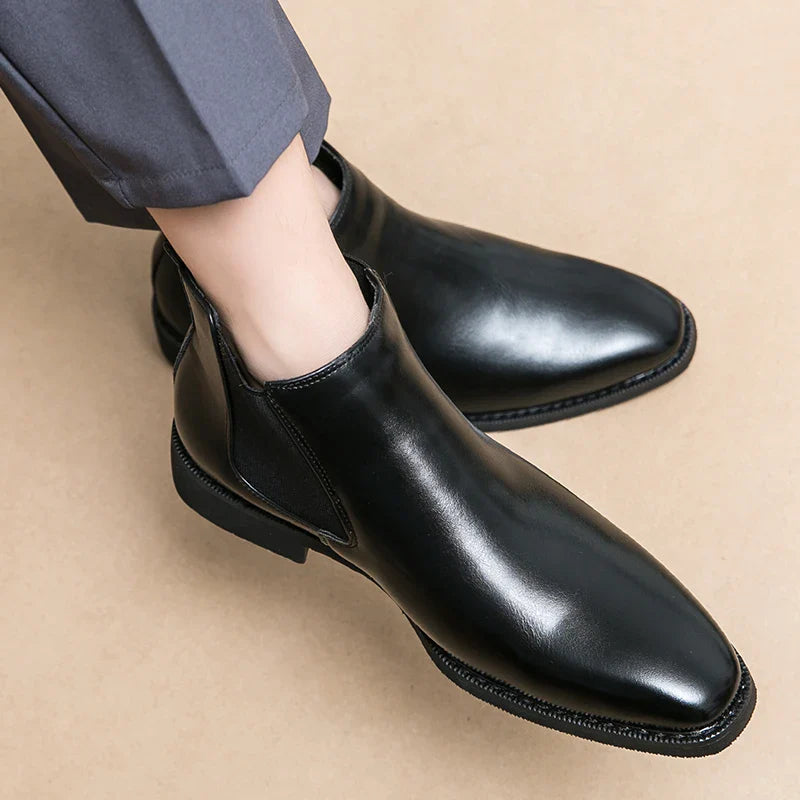 Herren Spitz Chelsea Stiefel Leder Schuhe Schwarz Braun Cowboy Herbst Winter Party Prom Kleid