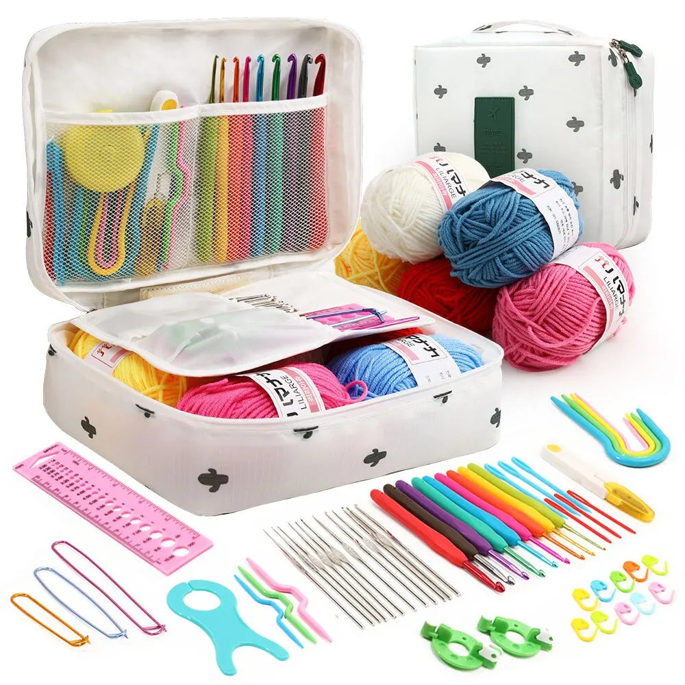53-teiliges Novizen-Häkelset für Anfänger mit Mehrfarbenaufbewahrung - Tragbares DIY-Handstrickwerkzeugset