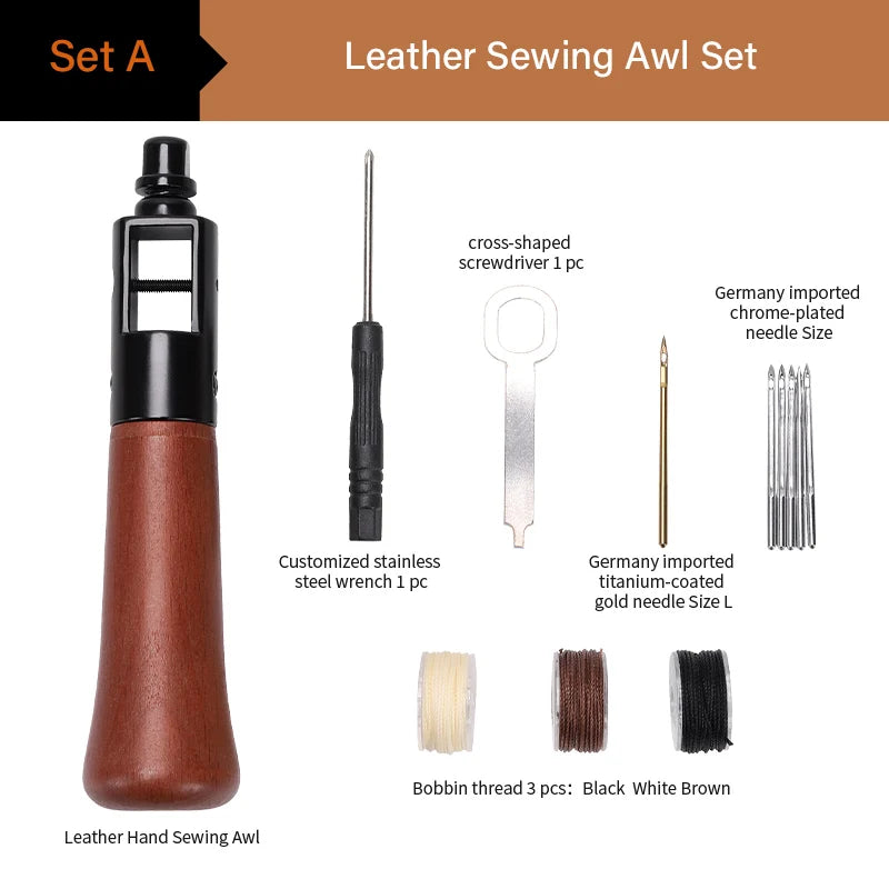 WUTA Leder Nähahle Faden Kit – Speedy Stitcher DIY Leder Handwerks Rand Nähwerkzeuge, Schuhmacher und Canvas Reparatur Kit