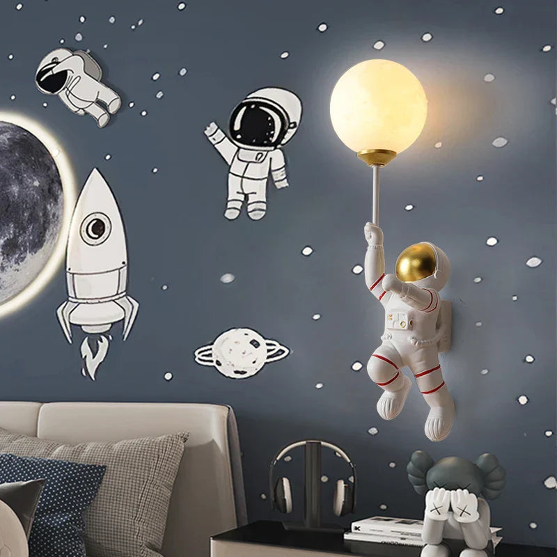 Kinderzimmer Wandleuchte Harz Astronaut G9 Glühbirne Raumfahrer Junge Schlafzimmer Nachttischlampen AC110V 220V