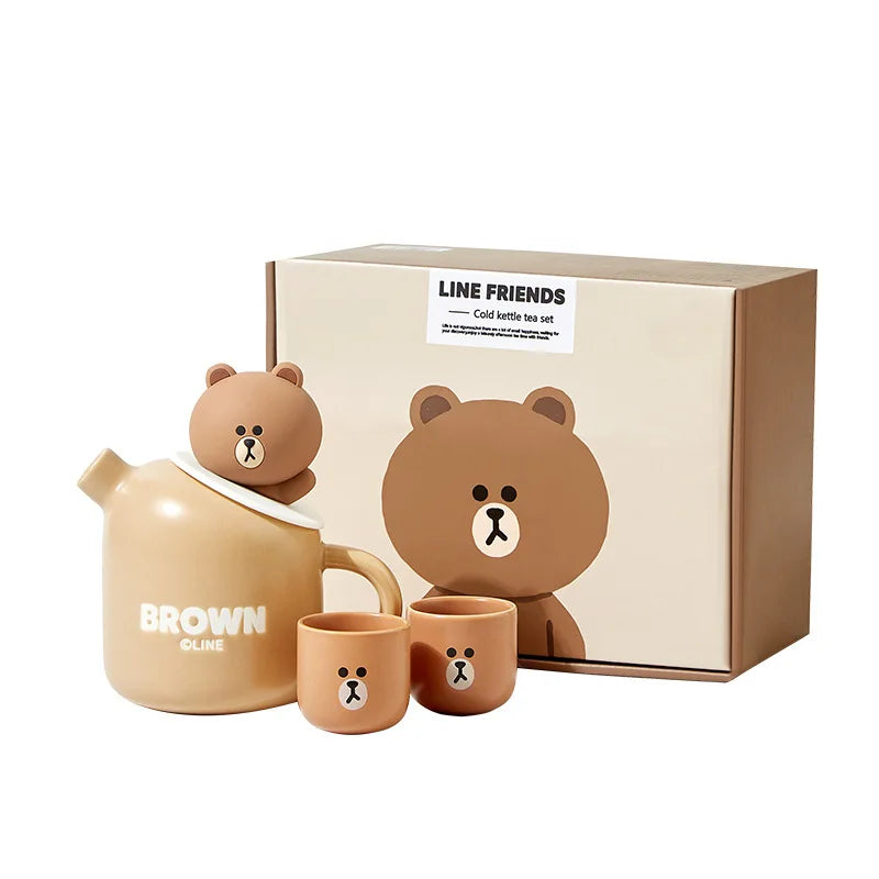 Keramische Teddybär-Teekanne & Tassen