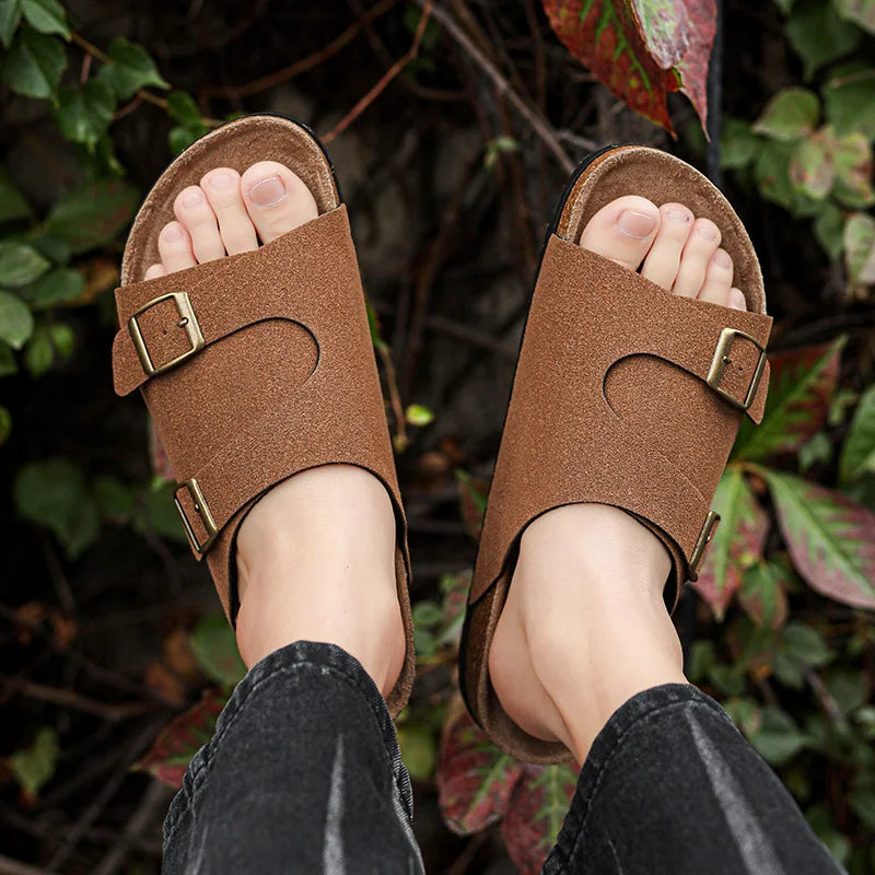 Trends Herren Hausschuhe Leder Außen Sandalen Weiche Sohle Strand Hausschuhe Lässige Slipper Schuhe Paar Outdoor Sommer