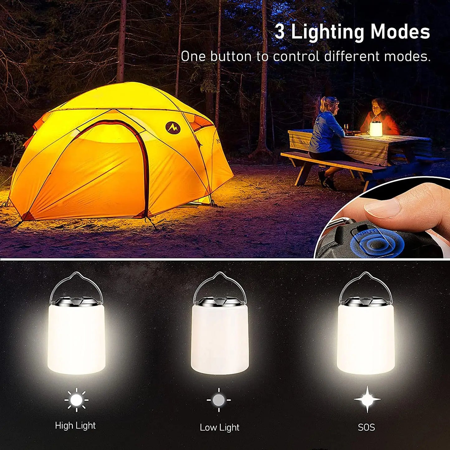Camping-Taschenlampe - 3000K Warmweiß wasserdichtes Notlicht