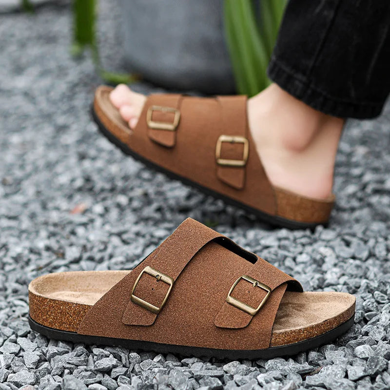 Trends Herren Hausschuhe Leder Außen Sandalen Weiche Sohle Strand Hausschuhe Lässige Slipper Schuhe Paar Outdoor Sommer