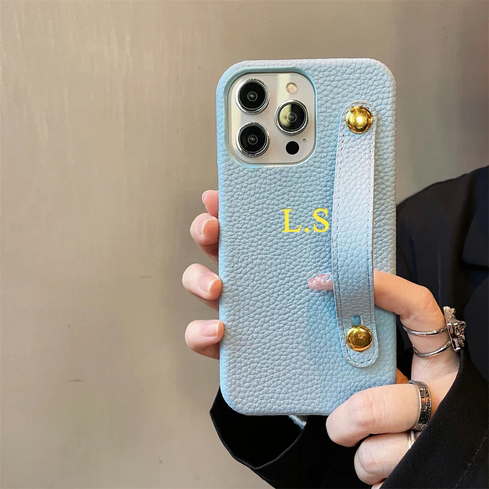 Personalisierte Namensarmband Leder Handyhülle für iPhone Cover