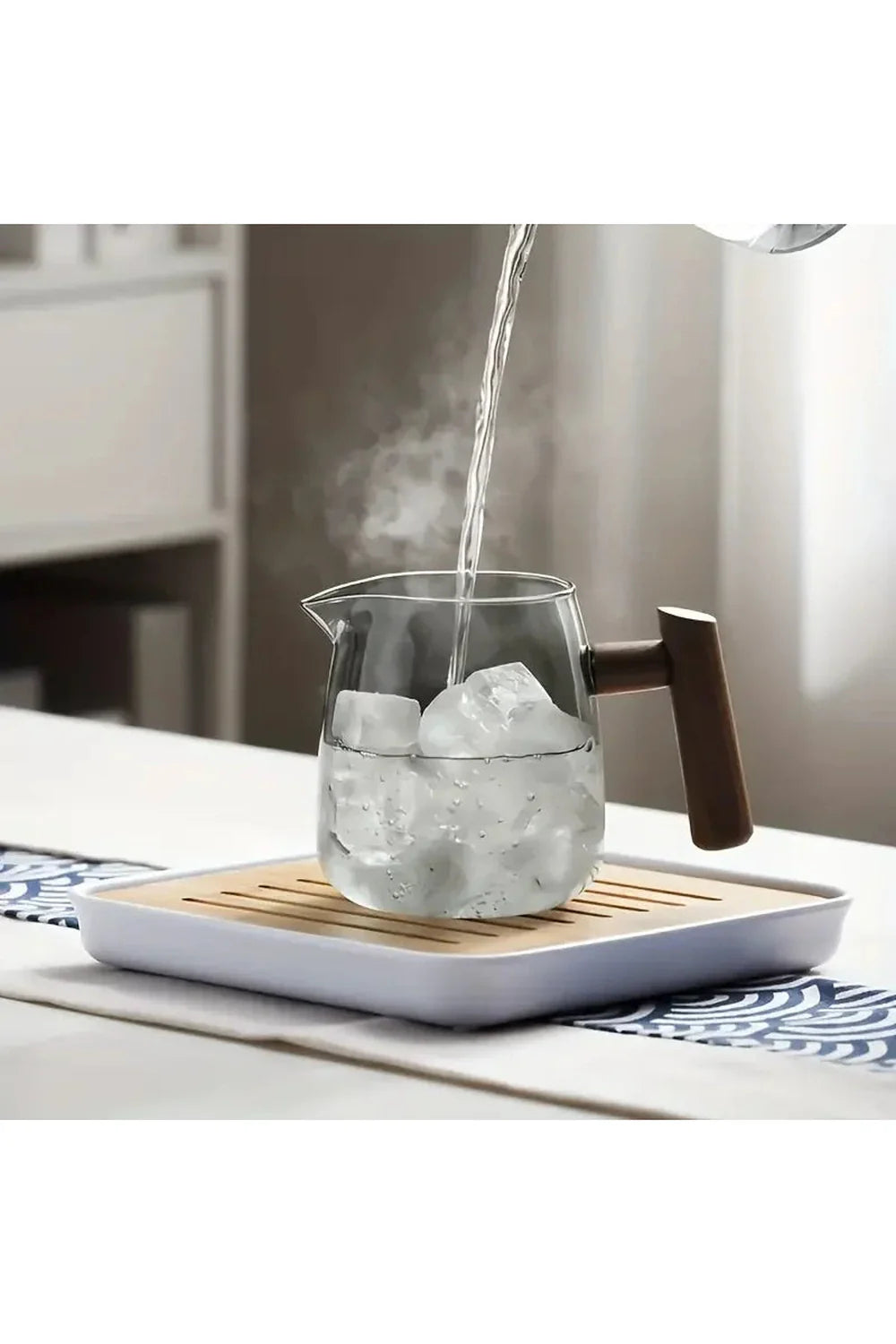Holzgriff Glas Teekanne