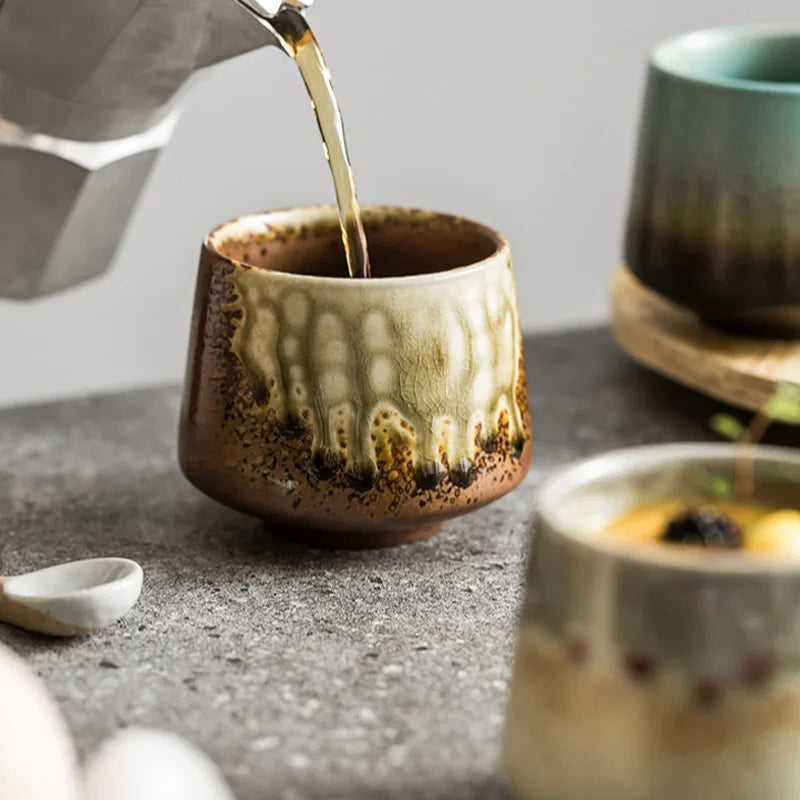 Keramische Kaffeetasse im kreativen Lattebecher Kaffeetasse Japanisch Vintage Frühstück Milchbecher 200ml
