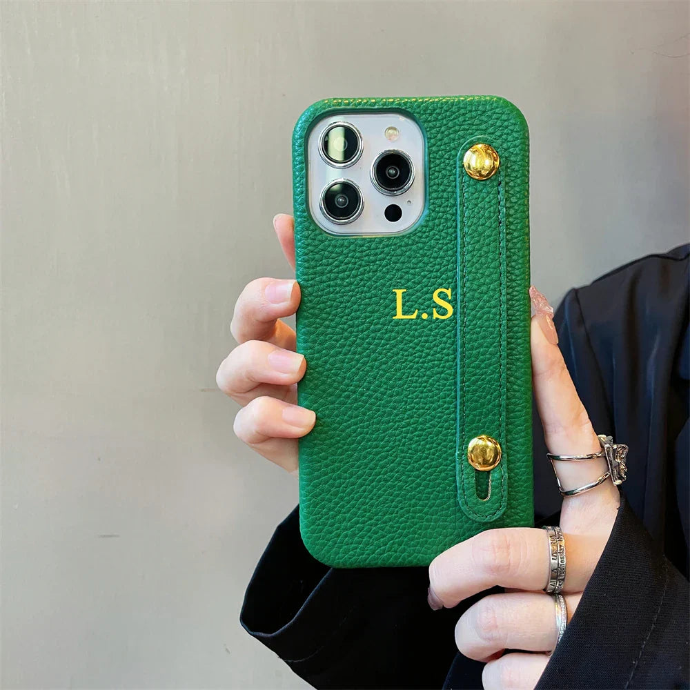 Personalisierte Namensarmband Leder Handyhülle für iPhone Cover