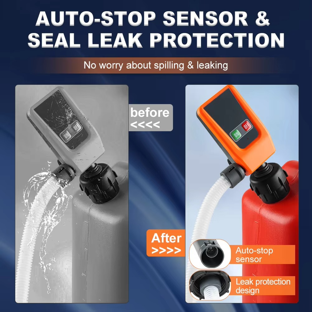 Sandsberg | Erweiterte 3.2GPM Auto-Stopp DC 12V Kraftstoffübertragungspumpe mit Leckschutz & 4-Tank-Adapter
