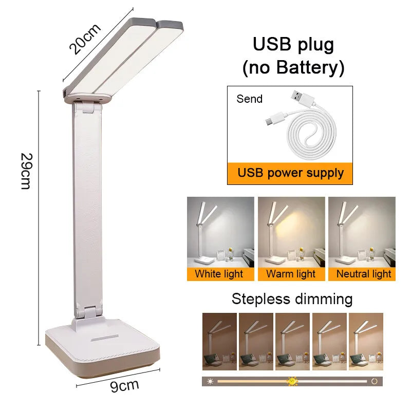 LED-Schreibtischlampe USB wiederaufladbar Tischlampe 3 Stufen dimmbar Touch-Schreibtischbeleuchtung Augenschutz faltbar für Schlafzimmer Schreibtischlicht