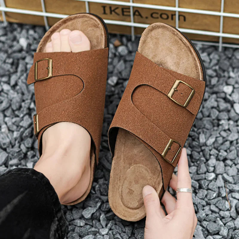 Trends Herren Hausschuhe Leder Außen Sandalen Weiche Sohle Strand Hausschuhe Lässige Slipper Schuhe Paar Outdoor Sommer