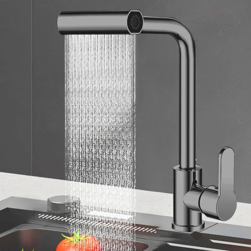 Wasserfall-Küchenarmatur aus Edelstahl 360° drehbarer Wasserfallfluss-Sprühkopf Mischarmatur für heißes und kaltes Wasser Spüle Küchenarmatur