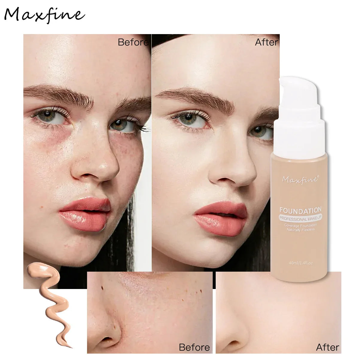 Sandsberg | Flüssige Gesichtsfoundation Creme Öl-Kontrolle BB Creme Matte Basis Aufhellende Concealer Langanhaltende Vollabdeckung Damen Make-up Kosmetik