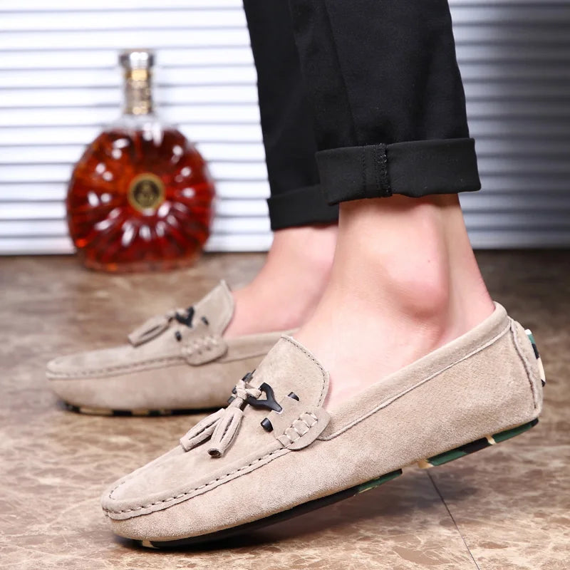 Quasten Loafer Herren Wildleder Luxus Schuhe Freizeit Slip-On Mokassin Fahren