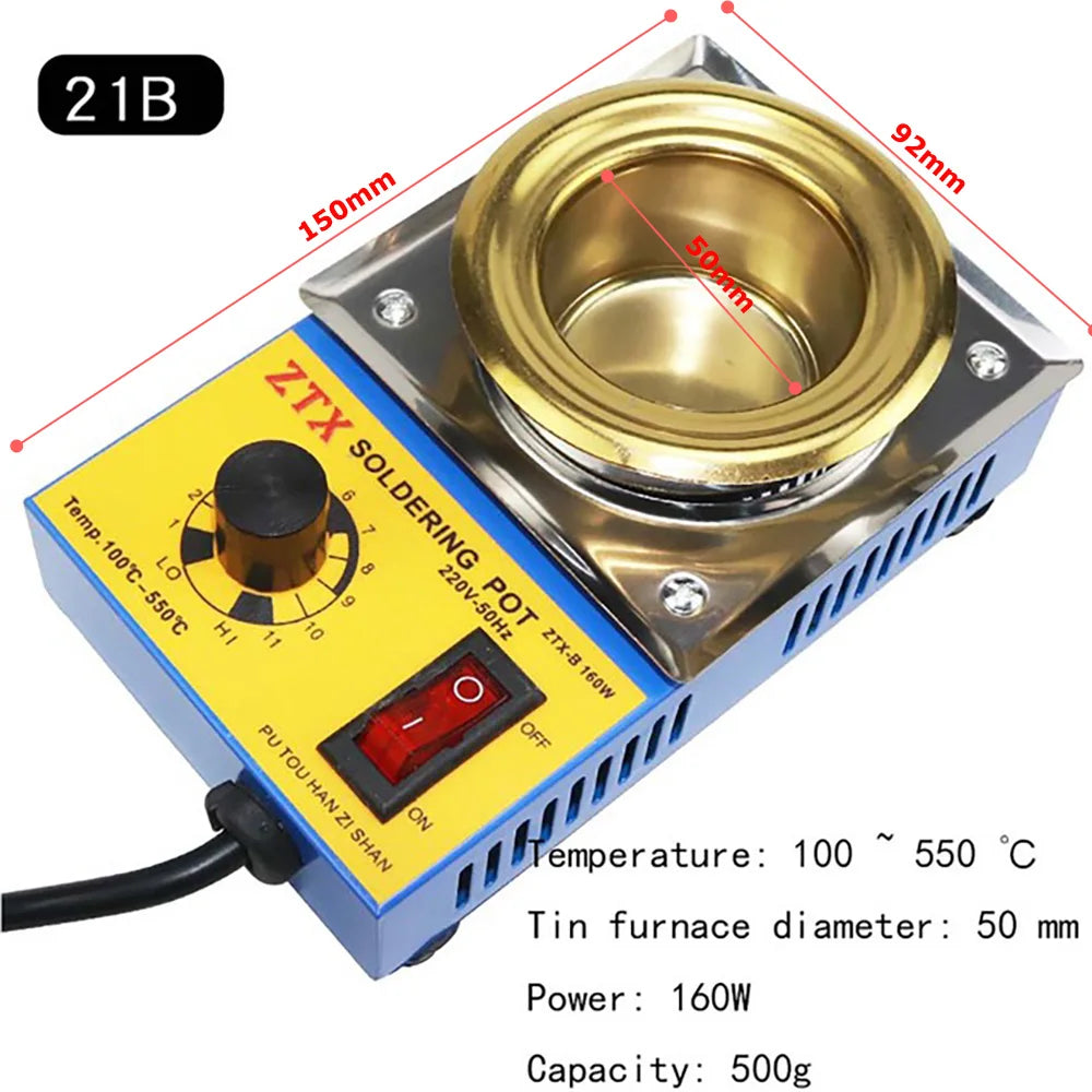 Verstellbarer Temperatur Zinn Schmelzofen Herd Topf - 220V, 150/160W - Essenzielle Werkzeuge mit EU-Stecker für verschiedene Schmelzbedürfnisse