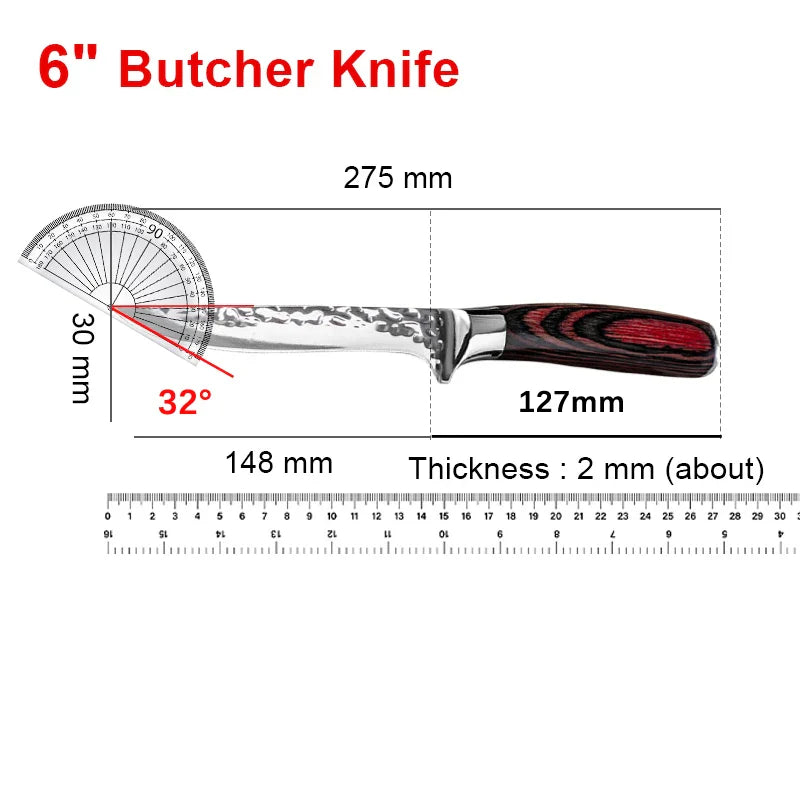 Handgefertigtes Edelstahl Chef Ausbeinmesser - Scharfes Fleischmesser, Angelmesser und Metzgerwerkzeug zum Schneiden