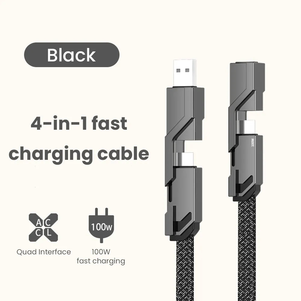 4-in-1 Das Kabel Schnellladegerät für iPhone Serie und Samsung Serie