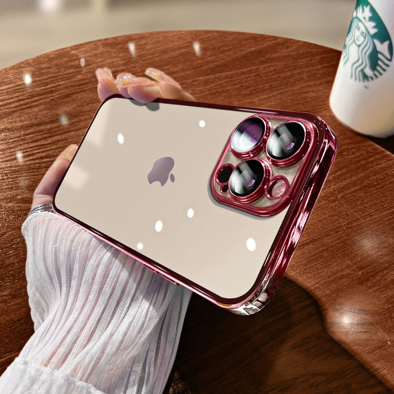 Luxus Stoßfeste Transparente Silikonhülle für Apple iPhone | Premium Beschichtung, Wasserabweisend & Kratzfestes Transparentes Glitter Design