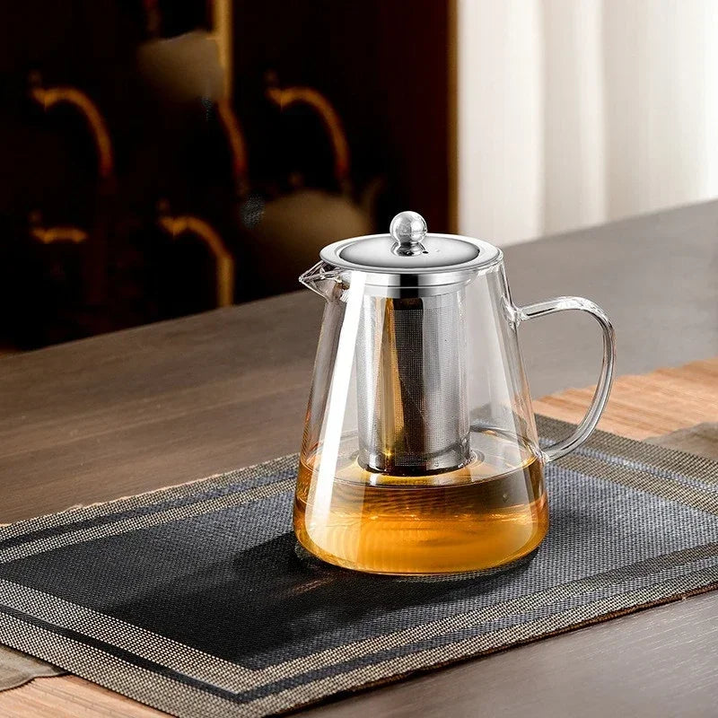 450ml-950ml Hitzebeständige Glas Teekanne – Edelstahl Teesieb, Blumen-Kessel für Kung Fu Teewaren, Puer- und Oolong-Tee