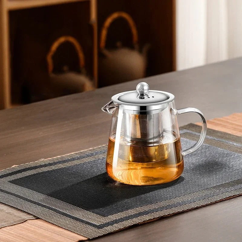 450ml-950ml Hitzebeständige Glas Teekanne – Edelstahl Teesieb, Blumen-Kessel für Kung Fu Teewaren, Puer- und Oolong-Tee