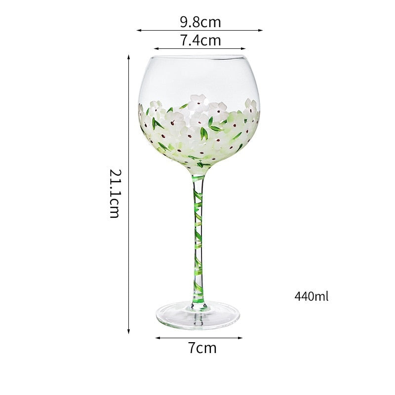Handgemalte Blumen-Glas-Stielwaren