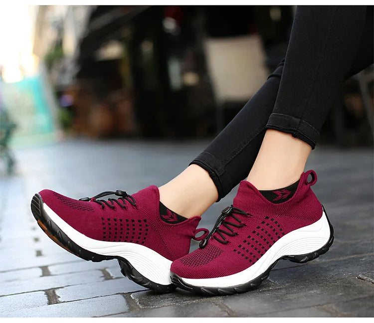 Sneakers Damen Orthopädische Sneakers Damen Plattform Weiß Schwarz Rot Sportschuhe Damen Freizeitschuhe