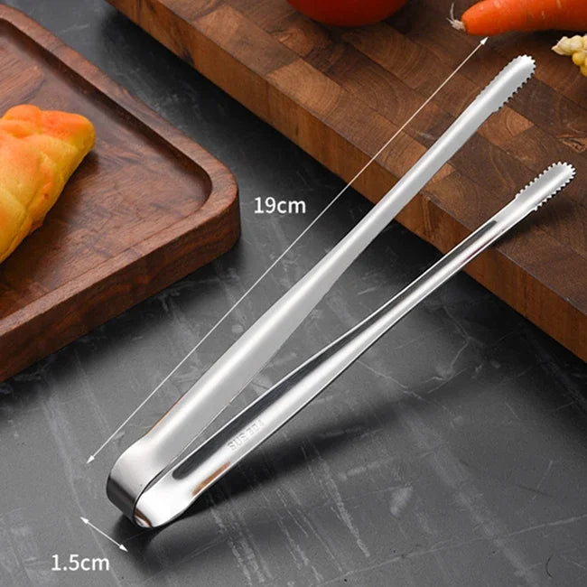 Edelstahl Grillzange – Rutschfester Lebensmittelclip, BBQ Steak, Brotzange, Kochutensilien, Küchen Gadgets für Partys