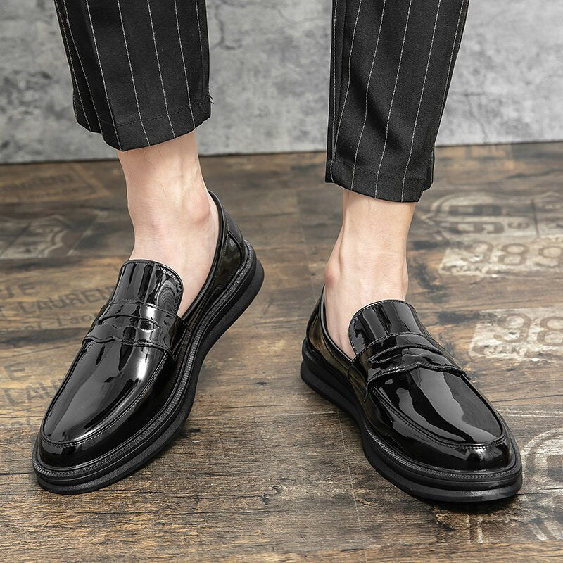 Herren Mokassins Weiße Anzug Büros Hochzeitschuhe Schwarze Penny Loafers Freizeit