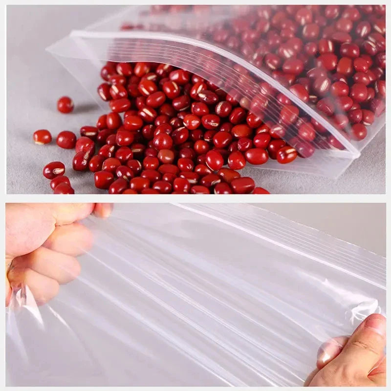 100 Stück dicke Reißverschluss-Versiegelte klare Plastik-Aufbewahrungstaschen - wiederverschließbare Ziplock-Taschen für Schmuck, Essen und Verpackung