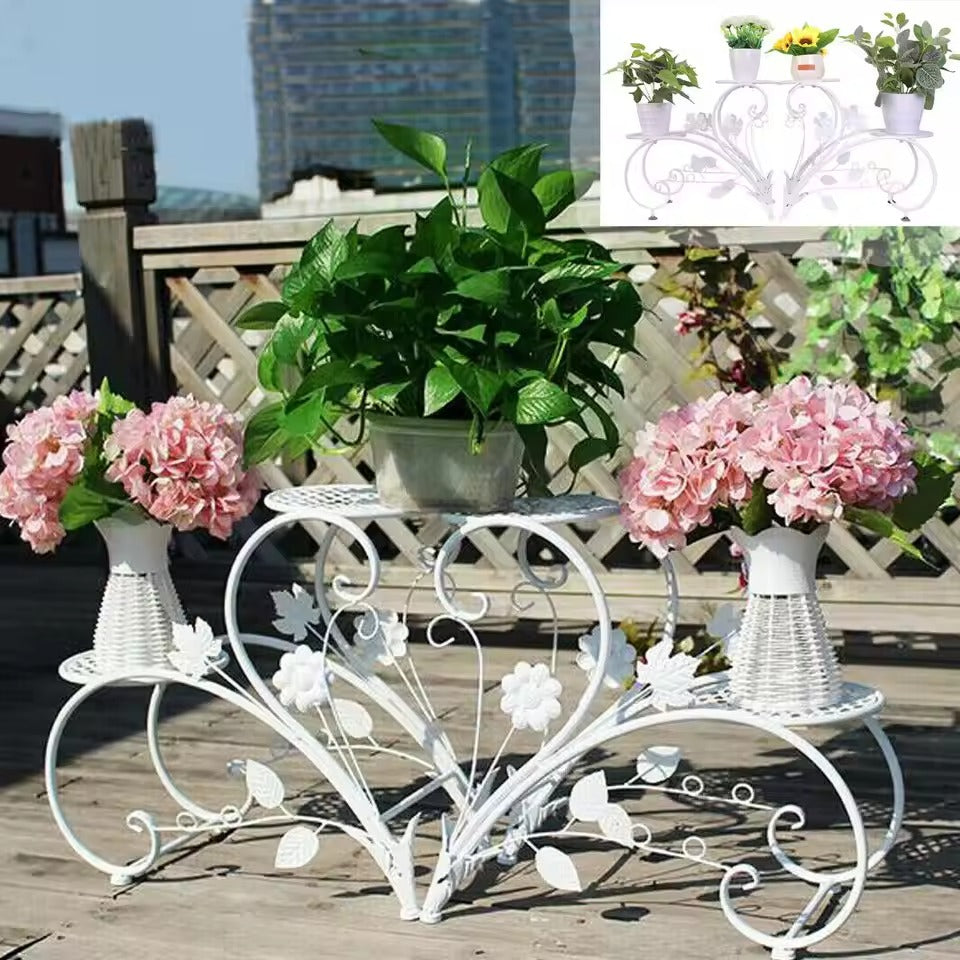 Elegante Pflanzenständer: 2x Metall Blumenständer für 4 Töpfe, Rostfrei für Garten & Balkon