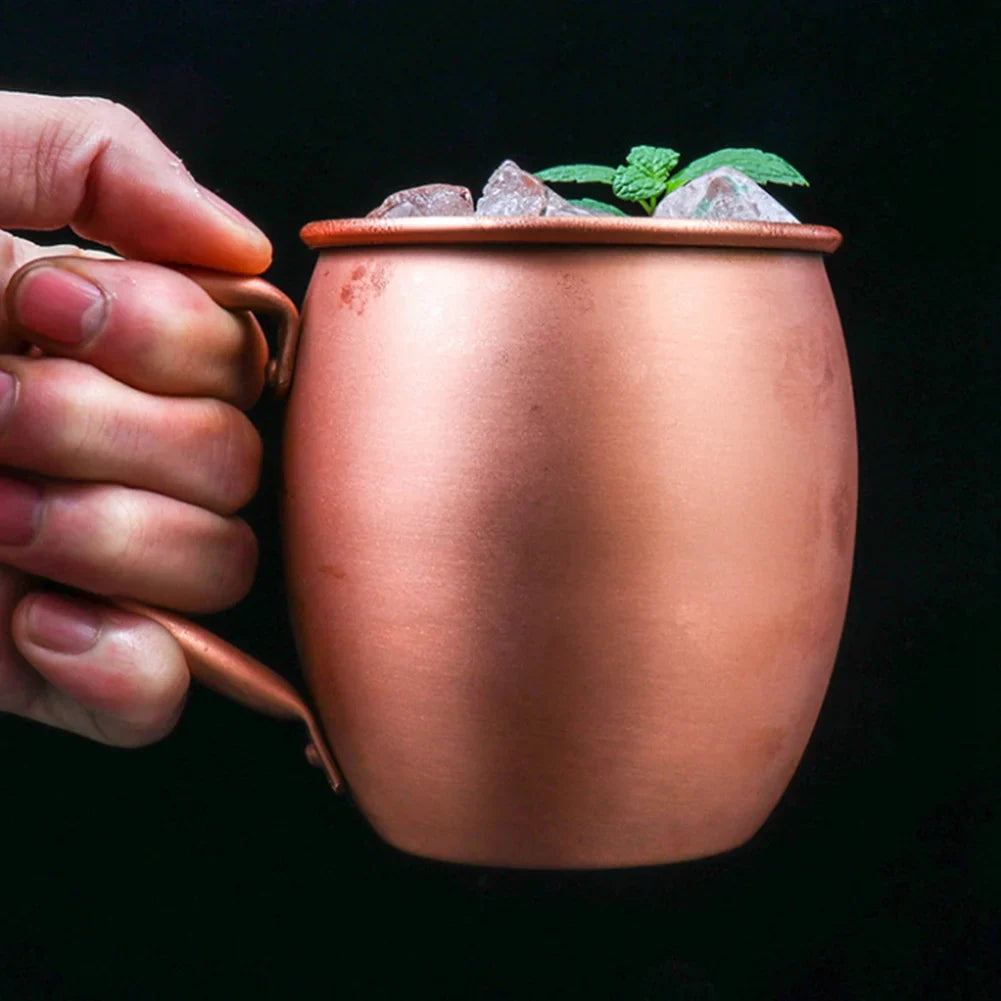 530ML 100% reines Kupferbecher Moskau Mule Becher Trommelbecher Cocktailbecher reines Kupferbecher Restaurant Bar Kaltgetränkebecher, B
