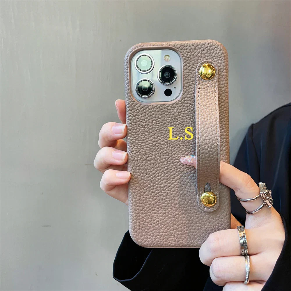 Personalisierte Namensarmband Leder Handyhülle für iPhone Cover