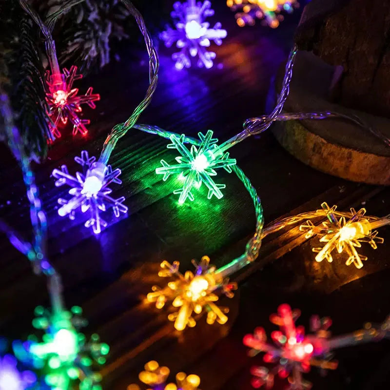 Sandsberg | 1/3/6M LED Schneeflocken Lichterkette Batterie/USB Strom Kupferdraht Girlande Licht Neujahr Garten Hochzeit Wohnzimmer Dekoration