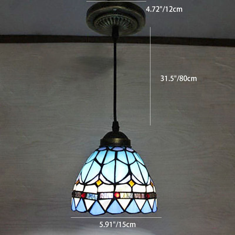 Traditionelle Tiffany-Konische Eisen-Glas-Stahl-Tiffany-Hängeleuchte für das Wohnzimmer