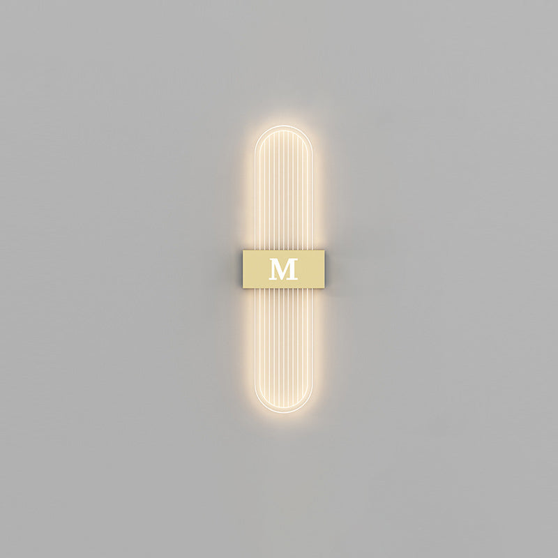 Moderne Luxus Eisen Acrylic Elliptische Streifen Spitz LED Wandleuchte für das Wohnzimmer