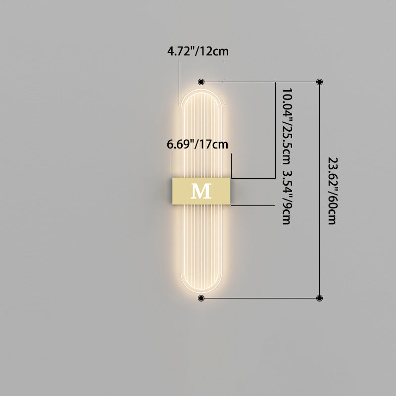 Moderne Luxus Eisen Acrylic Elliptische Streifen Spitz LED Wandleuchte für das Wohnzimmer