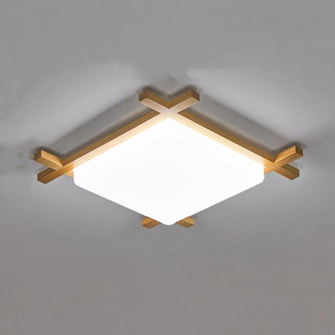 Massive Holz Quadrat Japanische Tatami LED Deckenleuchte