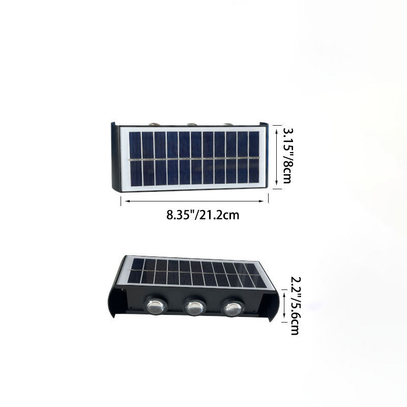 Moderne Einfachheit Solar Wasserdicht Rechteckige ABS PMMA LED Wandleuchte Lampe Für Außenpatio