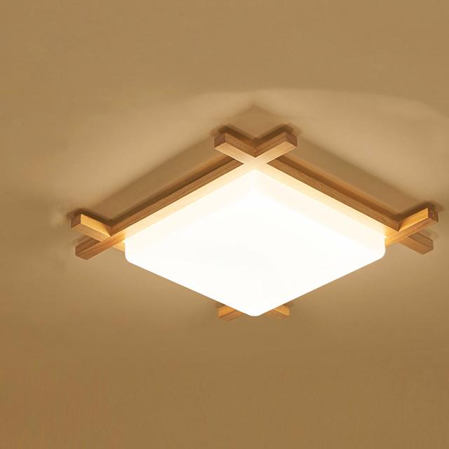 Massive Holz Quadrat Japanische Tatami LED Deckenleuchte