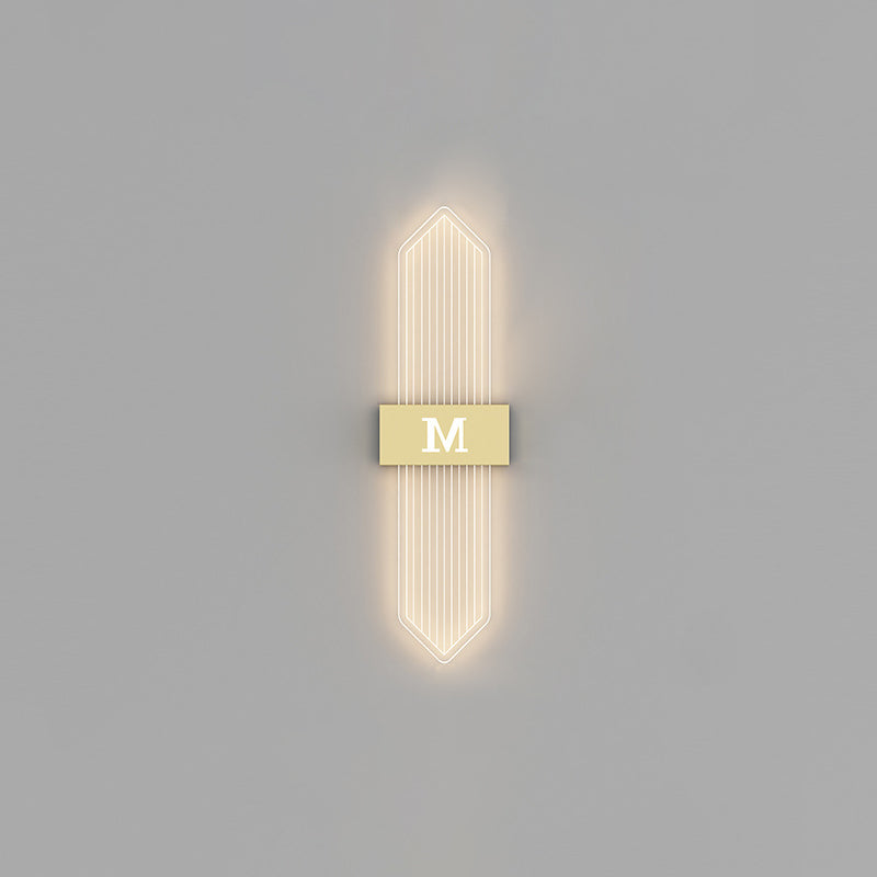 Moderne Luxus Eisen Acrylic Elliptische Streifen Spitz LED Wandleuchte für das Wohnzimmer