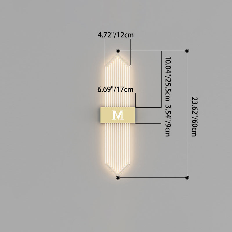 Moderne Luxus Eisen Acrylic Elliptische Streifen Spitz LED Wandleuchte für das Wohnzimmer