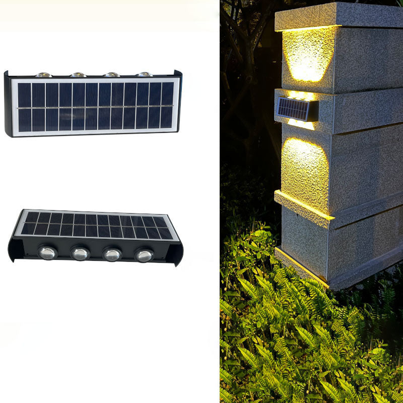 Moderne Einfachheit Solar Wasserdicht Rechteckige ABS PMMA LED Wandleuchte Lampe Für Außenpatio